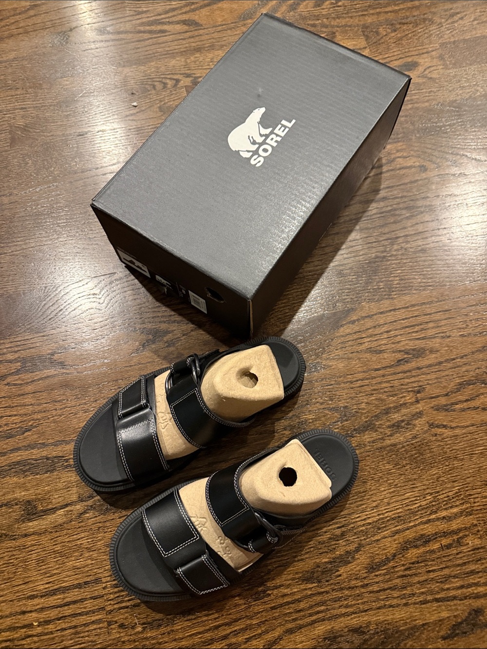 Sorel woman’s 8 sandals  Black Dual-Strap Slide Sandals